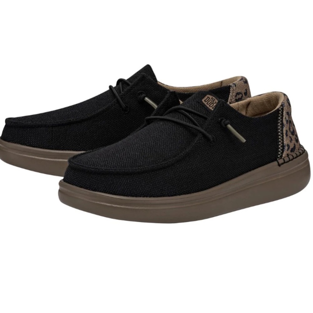Hey Dude Black and Tan Women's Loafers